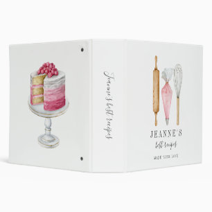 Personalized Watercolor Bakers Tools Recipe Binder