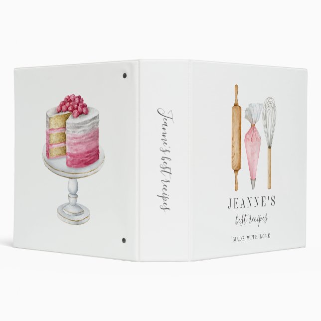 Personalized Watercolor Bakers Tools Recipe Binder (Background)