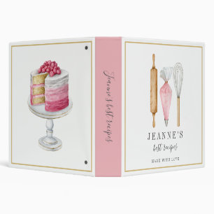 Personalized Watercolor Bakers Tools Recipe Binder