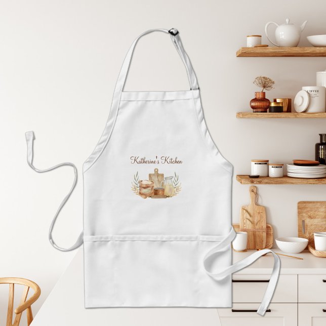 Personalized Watercolor Baking Supplies Cooking Standard Apron (In situ)