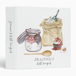 Personalized Watercolor Baking Tools Recipes Binder