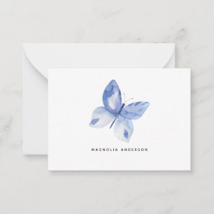 Personalized Watercolor Blue Butterfly Card