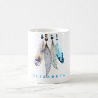 Personalized Watercolor Boho Beads 'n Feathers