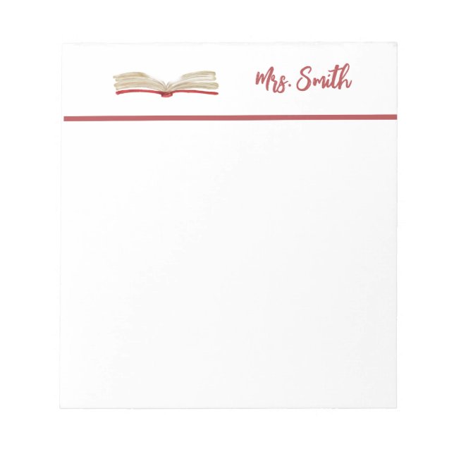 PERSONALIZED WATERCOLOR BOOK notepad (Front)