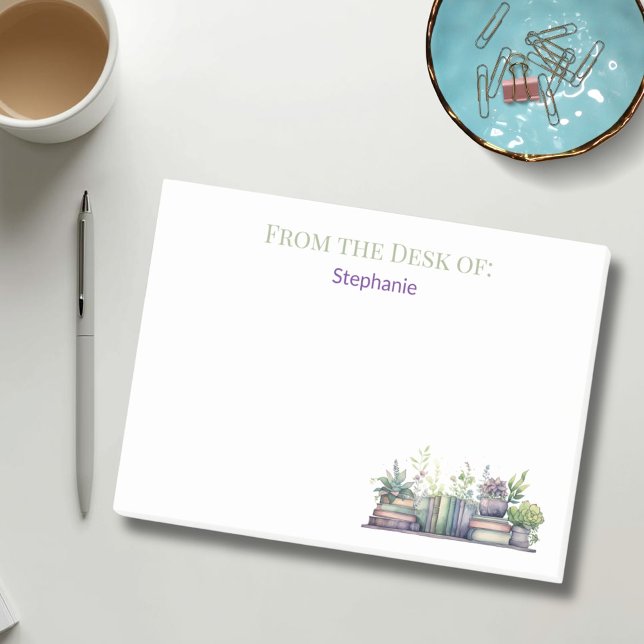 Personalized Watercolor Books and Plants Post-it Notes (Creator Uploaded)