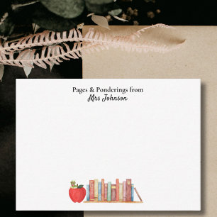 Personalized Watercolor Books Teacher Appreciation Card
