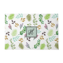 Personalized Watercolor Botanical Door Mat