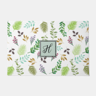 Personalized Watercolor Botanical Door Mat
