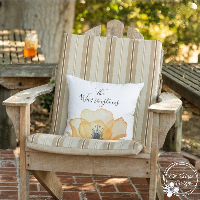 Personalized Watercolor Botanical Outdoor Pillow (Creator Uploaded)