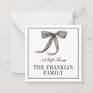 Personalized Watercolor Bow FAMILY Gift Enclosure Card