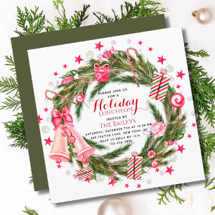 Personalized Watercolor Bullfinch Christmas Invitation