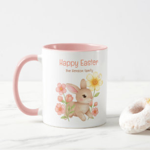 Personalized Watercolor Bunny Happy Easter  Mug