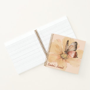 Personalized Watercolor Butterflies and Flowers Notebook