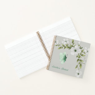 Personalized Watercolor Butterflies and Flowers Notebook