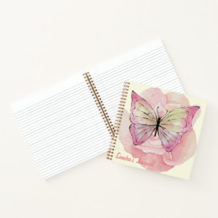 Personalized Watercolor Butterflies and Flowers Notebook