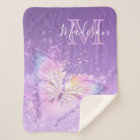 Personalized Watercolor Butterfly Purple Monogram
