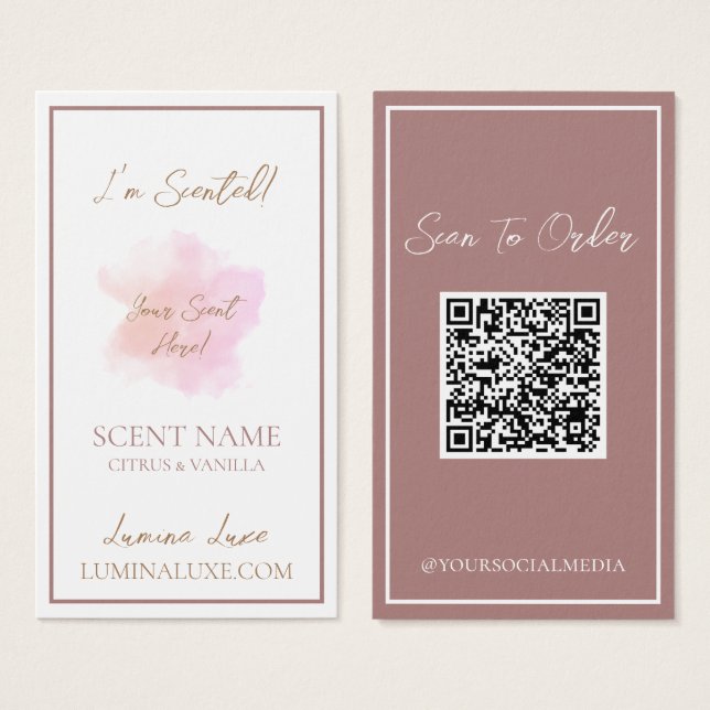 Personalized Watercolor Candle Scent Sampler Card (Front & Back)