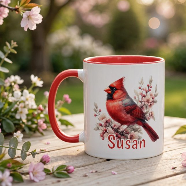 Personalized Watercolor Cardinal Mug (Personalized Watercolor Cardinal Mug)