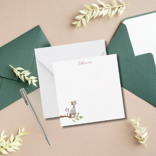 Personalized Watercolor Cat Lover Pink Name Cute Card