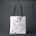 Personalized watercolor Cherry Blossom Name Tote Bag<br><div class="desc">A wonderful gift for your girls, might it be for the bridesmaids, your best friends (bffs) or a class reunion. Personalize each one of these cherry blossom, watrecolor designer tote with her name. Cherry blossoms are eye catching and so elegant, this design uses a different colour style on each side....</div>