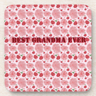 Personalized Watercolor Cherry Floral Pattern,  Coaster