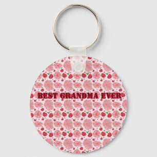 Personalized Watercolor Cherry Floral Pattern,  Keychain