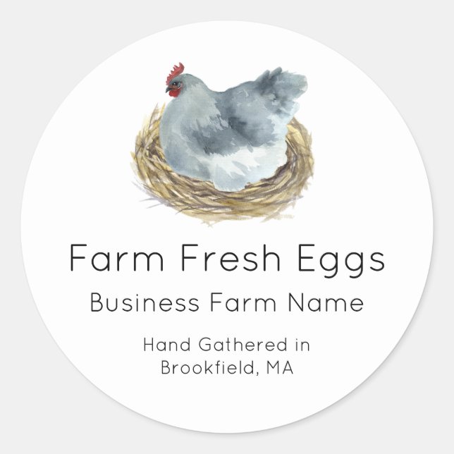 Personalized Watercolor Chicken Egg Carton Label (Front)
