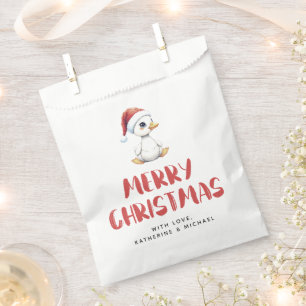Personalized Watercolor Christmas Goose Duck Favour Bag