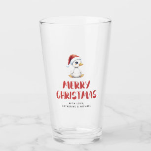 Personalized Watercolor Christmas Goose Duck Glass