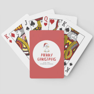 Personalized Watercolor Christmas Goose Duck  Playing Cards