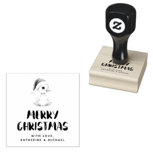 Personalized Watercolor Christmas Goose Duck Rubber Stamp