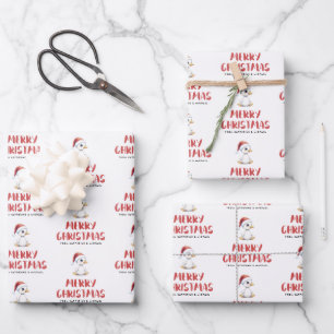Personalized Watercolor Christmas Goose Duck Wrapping Paper Sheet