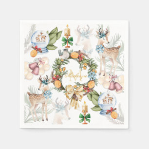 Personalized Watercolor Christmas Napkin