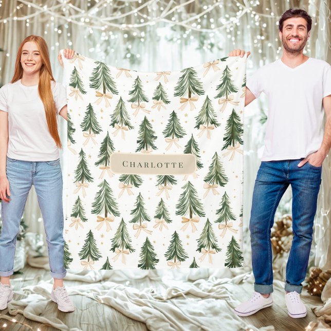 Personalized Watercolor Christmas Tree Blanket (Creator Uploaded)