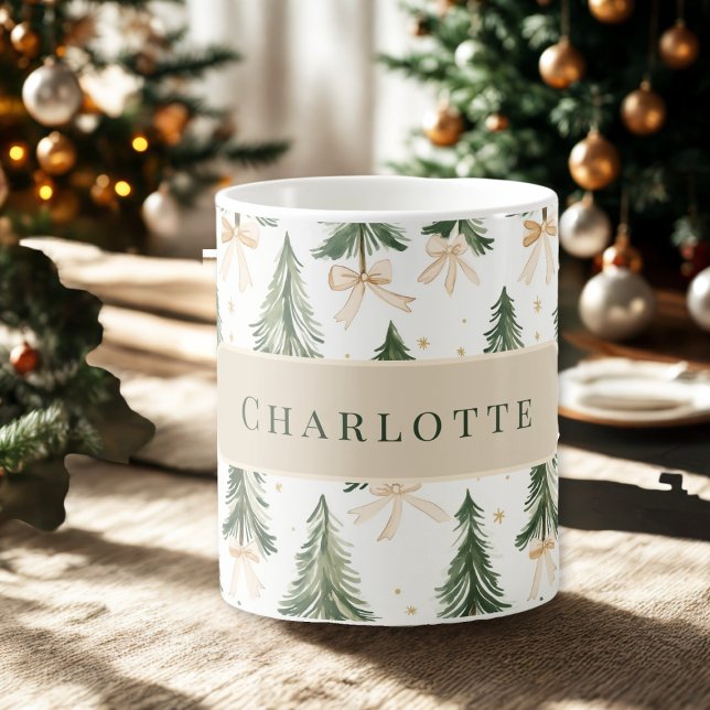 Personalized Watercolor Christmas Tree Name Mug (Créateur téléchargé)