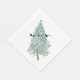 Personalized Watercolor Christmas Tree Napkin