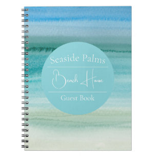 Personalized Watercolor Coastal Abstract Guestbook Notebook