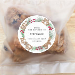 Personalized Watercolor Cookie Baking Classic Round Sticker<br><div class="desc">These Watercolor Christmas Cookie Baking Stickers are decorated with watercolor cookies,  foliage,  and berries. 
Personalize these festive stickers with your name and cookie type for a cute way to label your holiday baked goods. 
Easily customizable. Original Watercolor © Michele Davies.</div>