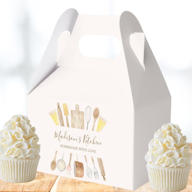 Personalized Watercolor Cooking Baking Tools Favor Box (In situ)