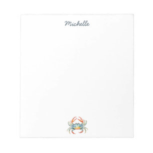 Personalized  Watercolor Crab Summer Beach    Notepad