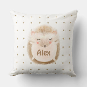 Personalized watercolor cute Hedgehog nursery kids Throw Pillow