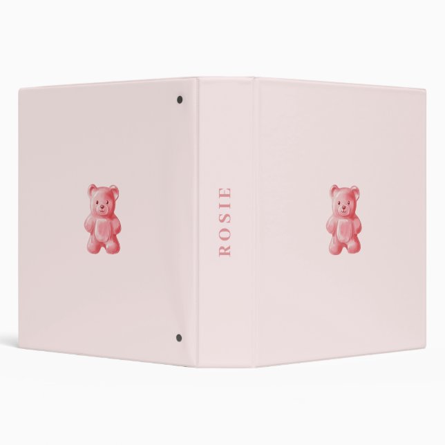 Personalized Watercolor Cute Pink Gummy Bear Binder (Background)