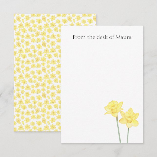 Personalized Watercolor Daffodil Thank You Card (Front/Back)