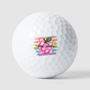 Personalized Watercolor Daisy Apple Golf Balls