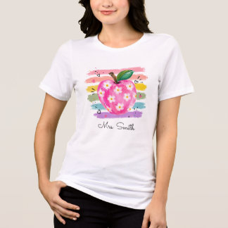 Personalized Watercolor Daisy Apple Tri-Blend Shirt