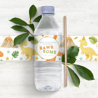 Personalized Watercolor Dinosaur Bottle Label