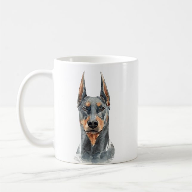 Personalized Watercolor Doberman Coffee Mug (Left)