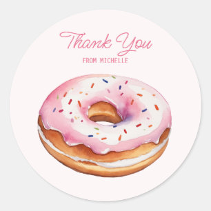 Personalized Watercolor Doughnut  Classic Round Sticker