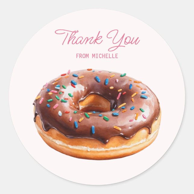 Personalized Watercolor Doughnut  Classic Round Sticker (Front)