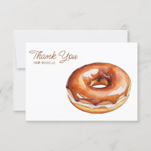 Personalized Watercolor Doughnut Thank You Cards  